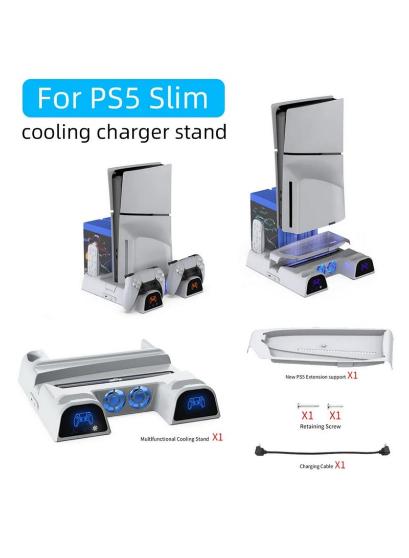 1pcs Multifunctional Cooling Charging Base Dock for PS5 Slim and PS5 Pro with Charging Light Disc Storage Rack and Vertical Stand for PS5 Game Controller Charging and Host Heat Dissipation - Image 5